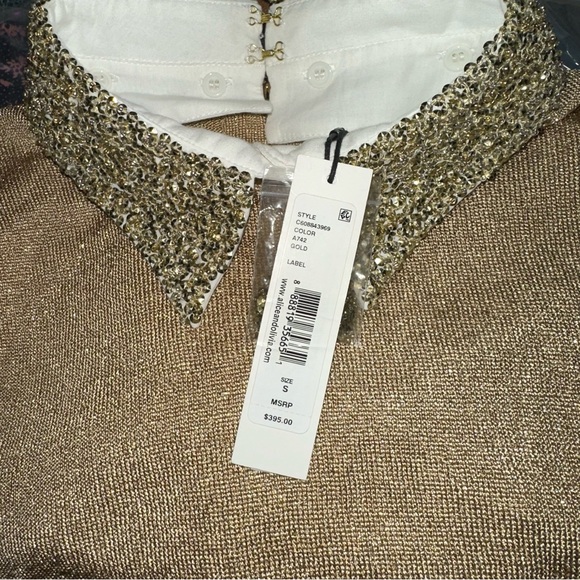 Alice+Olivia Dia Gold Metallic Sweater with Removable Embellished Collar - Small - Picture 15 of 15